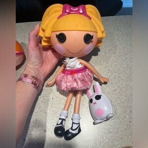 Charming Pink and White Doll with Bunny Companion